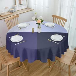 Table Cloth Simple Geometric Four Grid Navy Blue Waterproof Tablecloth Decoration Wedding Home Kitchen Dining Room Round Cover