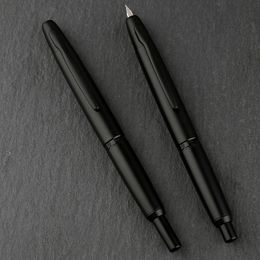 Fountain Pens Arrival MAJOHN A1 Retro Matte Black Retractable Fountain Pen 0.4mm EF Nib Press Ink Pens for Writing Office Stationery 230804