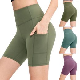 Active Shorts Women's Solid Colour Double Elastic Tight Fitness Training Yoga Men Pants Short Women Pockets
