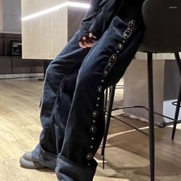 Men's Pants Kapital Casual 2024 Autumn Fashion Wash Made Old Vintage Trousers Corduroy Studded Gemstone Bellbottoms For Men And Women