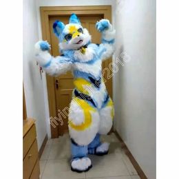 New Furry White Wolf Husky Dog Mascot Costume Halloween Christmas Fancy Party Dress Cartoon Character Suit Carnival Unisex Adults Outfit