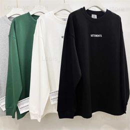 Outdoor large label long sleeved 1 1 high-quality black cotton oversized VTM T-shirt T230806