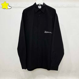 Best Quality Loose Button Long Sleeve Shirts Men Women 1 1 Black Classic Embroidered VTM Fashion Company Shirt T230806