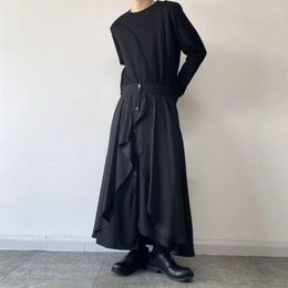 Men's Pants Yamamoto Dark Black S Double Layer Trendy Versatile Male Irregular Unique Design Pleated Skirt Stage Outfit