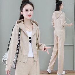 Women's Pants Casual Sportswear Sports Sweater Suit 2023 Spring Dress Western Style Aging High-end Slim Wide-leg Two-piece