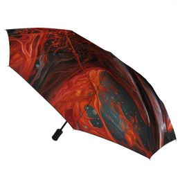 Umbrellas Dolphin 3 Fold Automatic Umbrella Grotesque Realism Black Coat Portable UV Protection For Male Female