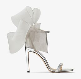 lady Wedding dress sandal women high heels Aveline 100mm heeled Mesh Bows Open Toes sling back sandals luxury designer with box EU35-43