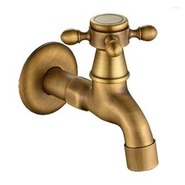 Bathroom Sink Faucets Wall Mounted Faucet Antique Brass Lever Handle Cold Water Tap For Laundry Utility Washing Machine G1/2 Washbasin