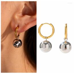 Hoop Earrings High Quality Mix Colour Beaded Ball Pendant Stainless Steel Fashion Women Jewellery