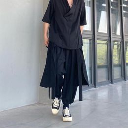 Men's Pants Yoshi Yamamoto Wide Leg Men Spring/summerStreamers Trouser Fashion Brand Design Pendant Sense Corset