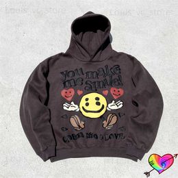 2023 Dark Brown CPFM XYZ Hoodie Men Women Foam Puff Print CACTUS PLANT FLEA MARKET Smile Hoodie Fleece Sweatshirts T230806