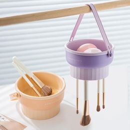 Storage Boxes 1PCS Silicone Washing Bowl Makeup Brush Cleaning Box Make-up Egg Drying Tool Set Powder Puff Washer Sponge Artefact