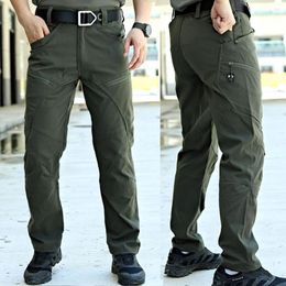 Men's Pants Tactical Men Training Army Multi Pocket Slim Fit Cargo Joggers Outdoor Waterproof Elastic Ripstop SWAT Military