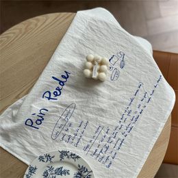 Table Napkin Korean Ins Style Blue Handwritten Font Background Cloth Meal Mat Cover Food Outdoor Picnic