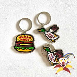 Human Made Key Chains Men Women 1 1 High-Quality Flying Duck Burger Couple Cute Metal Keychain T230806