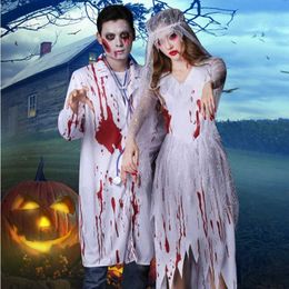 Theme Costume Halloween Comes Bridal Ball Cosplay Dress Scary Stagek Bloody Doctor Party Bloody Doctor Nurse Perform Comes Bloody Bride L230804