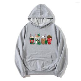 Women's Hoodies Christmas Coffee Sweatshirt Latte Women Harajuku Lover Sweatshirts Holiday Kawaii Clothes Tops