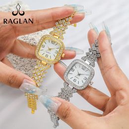 Wristwatches Fashion Womens Famous Gold Diamond Dress Watch Square Steel Quartz For Women Casual Bracelet Watches Relogio Feminino