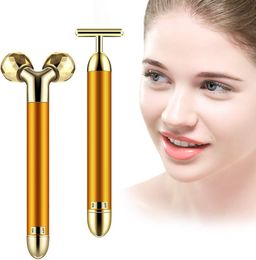 3D roller gold bar 24K beauty bar V face instrument massage bar electric beauty instrument t face and neck massager slimming instrument