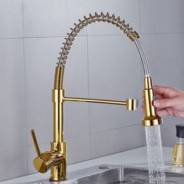 Black Brass Kitchen Faucets Sink Single Lever Pull Out Spring Spout Mixers Tap Hot And Cold Water Mixer Faucets For Kitchen Sink