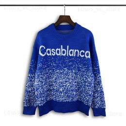 23SS Round Neck Red Black Blue Casablanca Jacquard Sweater Men Women 1 1 High Quality Fashion Sweatshirts Techwear T230806
