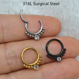 Nose Rings Studs 10pcs Body Jewellery Piercing -316L Surgical Steel Ball Gems Ear Helix Daith Cartilage Tragus Earring Nose Clicker Septum Ring L230806