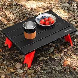 Camp Furniture Camping Mini Foldable Table Aluminum Alloy Outdoor Portable Ultralight Computer Bed Desk For Barbecue Picnic Tableware
