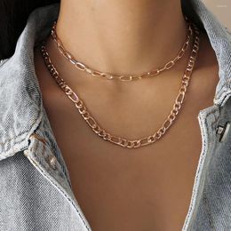 Chains Retro Hollow Cross Chain Clavicle Necklace For Women 2023 Simple Multi Layered Gold Colour Metal Girls Charm Fashion Jewellery