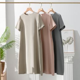 OC 409M95# Womens Basic Casual Dresses Plus Size High Grade Mulberry Silk Autumn Plump Clothing Youthful Temperament