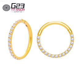 Nose Rings Studs 10pcs G23 Titanium F136 CZ Opal Hinged Pitch Ring Nose Ring Open Small Nasal Septum Cartilage Women Earring Perforated Jewellery L230806