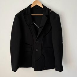 Men's Suits Autumn Split Hollow Out Blazers Jackets Sexy Design Fashion Personalised Casual Handsome Versatile Suit Coat 21Z1404