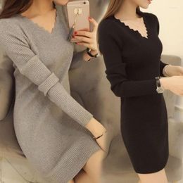 Casual Dresses Big Size Women Dress Fat Sister Autumn And Winter Long Knitting Bottom Shirt Mm200 Jin Sweater Thin