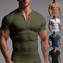 Men's T Shirts Fashion Spring And Summer Casual Short Sleeved Round Neck Solid Colour Mens Running Clothes Big & Tall For Men