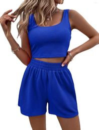 Women's Tracksuits Fashion Casual Sleeveless Solid Color Set Summer Girl Style Fresh And Sweet Knitted Clothing Conjunto Sport Verano Mujer