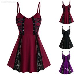 Theme Costume Women Halloween Mediaeval Cosplay Come Retro Bandage Dress Gothic Punk Lace Stitching Dress Ladies Victoria Sexy Sling Gown L230804