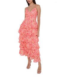 Casual Dresses Women S Elegant Floral Print Sleeveless Maxi Dress With Ruffled Hemline For Beach Party Clubwear Street Style