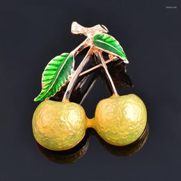 Brooches LEEKER Korean Fashion Red Yellow Cherry Enamel For Women Fruits Shaped Pin Jewellery 2023 Arrival 184 LK6