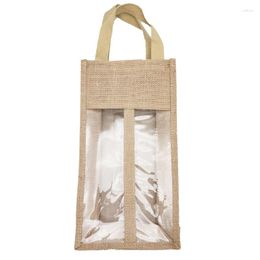 Shopping Bags 2023 Jute Wine For Carrier Reusable Burlap Tote Clear Window With Handles Gift Bag Travel Storage