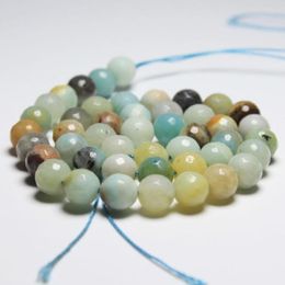 Beads Wholesale Faceted Natural Mix Colour Amazonite Stone For Jewellery Making Bracelet DIY 4/ 6/8/10/12 Mm Strand 15.5''