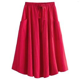 Skirts Chic And Elegant Woman Skirt Slim Solid Colour With Pockets Belt Clubs Comfortable Ladies 2023 Summer Women Faldas