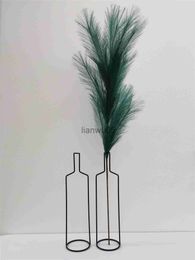 Vases Decoration For Flower Home Room Decor Living Decor Dry Nordic Art Large Line Decor Vase Flower Vases Pot Iron Tall Home Ornament x0806