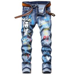 New Men's Jeans Beautiful Lady Wash Designer Men Jeans Casual Leisure Pants Slim Fit Fashion Streetwear Men Wash Biker Pants Trousers944