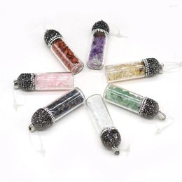 Pendant Necklaces Rose Quartz Green Aventurine Amethyst Natural Stone Crystal Bud Bottle Jewelry MakingDIY NecklaceAccessories Gift16x55mm