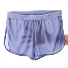 Men's Shorts 1pcs Sexy Men Underwear Ice Silk Mesh Breathable Boxer Sports Workout Tracksuits Jockstrap String Buttock Lifting Panties