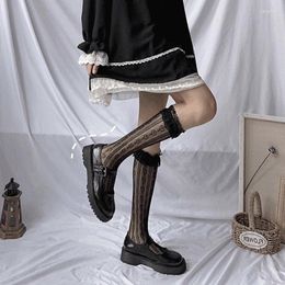 Women Socks Fashion Womens Lace Over Knee Lolita Sheer Eyelet Thigh High Sweet Ruffled Long Stocking Skin-Friendly