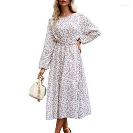 Casual Dresses Party Elegant African Ladies Autumn Long Sleeve Round Neck High Waist Maxi Dress Fashion Print Loose Fitted