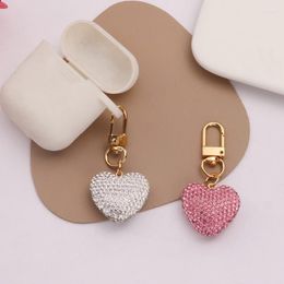 Keychains 2023 Crystal Heart Airpods Box Keychain Korean Fashion Bag Charms Love Pendant Keyring Accessories Trinket Key Chains Gift