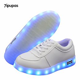 Sneakers 7ipupas Kids Shoes With Light Boys Led Sneakers Spring Autumn White Lighted Fashion Girls luminous Shoes glowing Children Shoes 230804