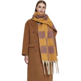 Scarves 2023 Autumn And Winter Type Imitation Cashmere Women's Scarf Thickened Thermal Loop Yarn Thick Beard Jacquard Plaid Shawl