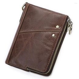 Wallets Genuine Leather Men's Short Wallet Multi Card Leisure Retro Top Layer Cowhide Zero
